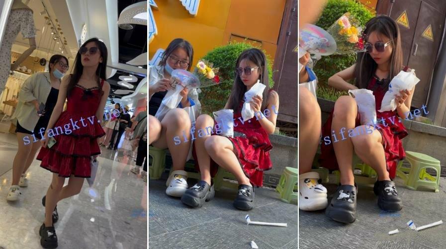 大神偷拍美女裙底风光❤️KFC ⭐年度精品.极品学生妹无内贴逼拍摄骚逼白色液体流出