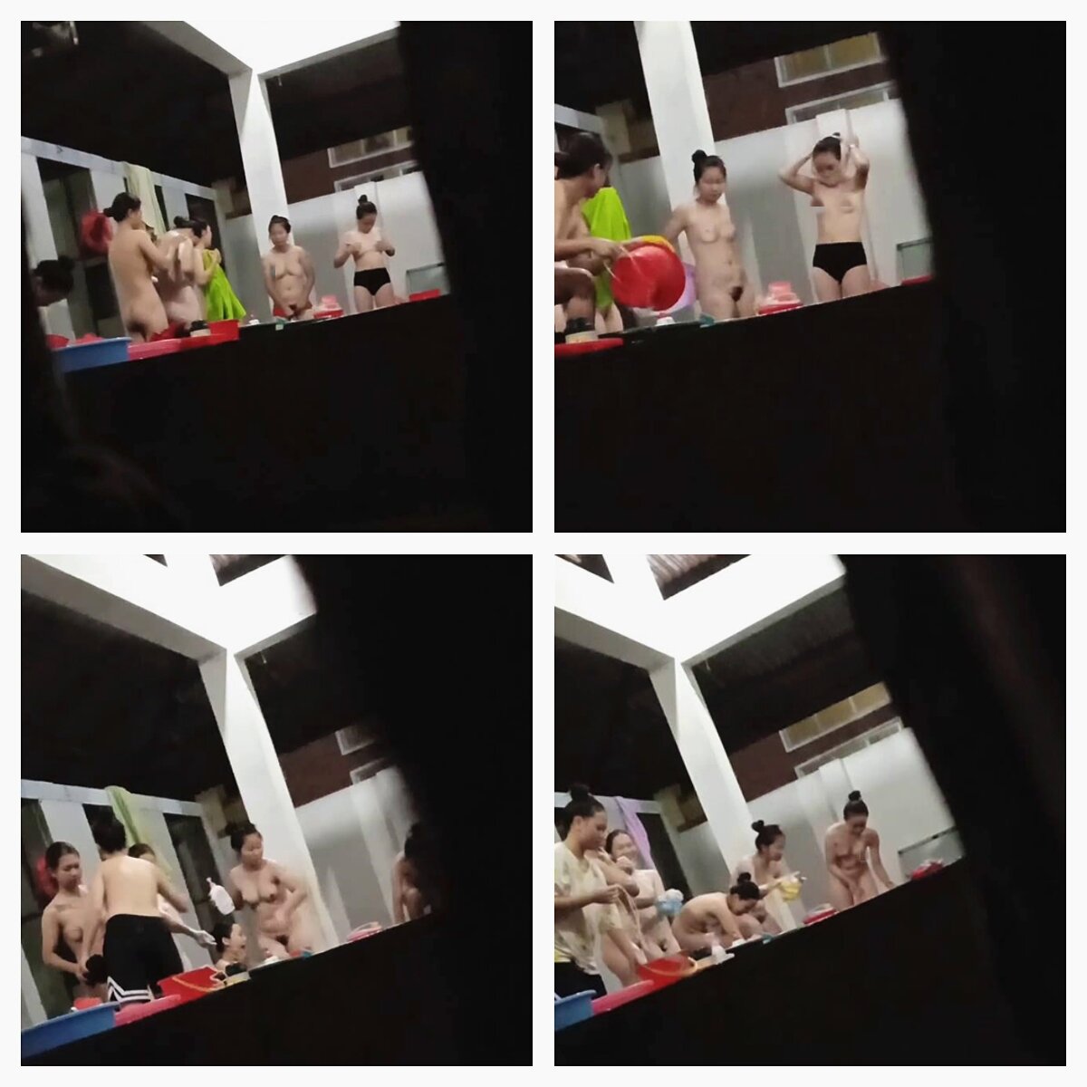 【 洗澡偷拍】破洞偷拍一群打工妹 惊喜发现小胖妹自慰！