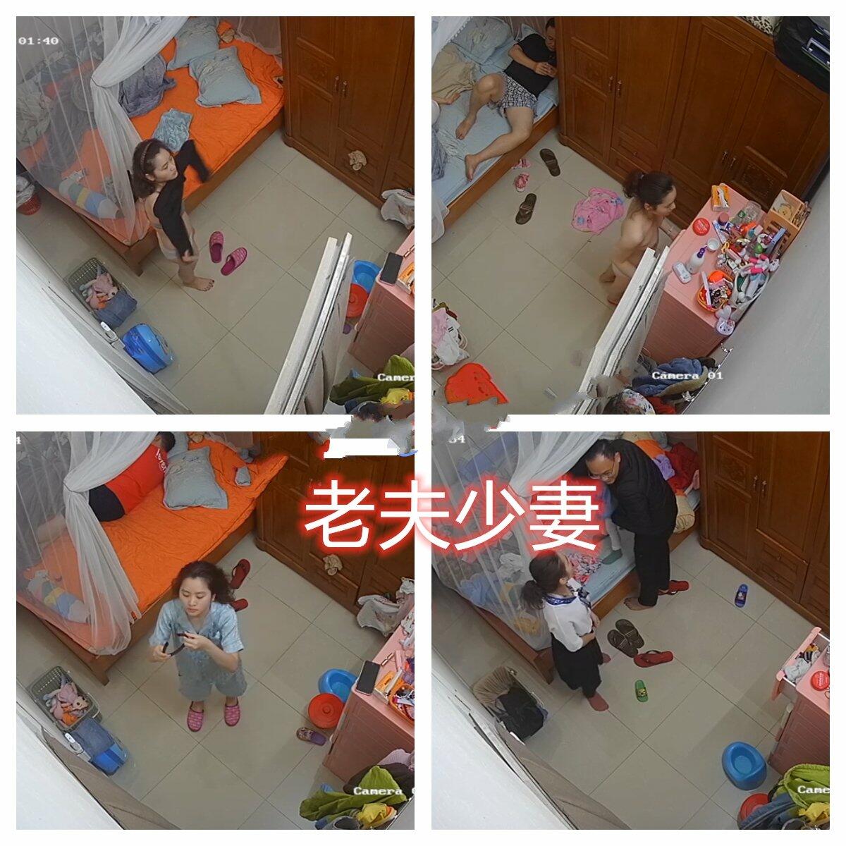 黑客破解家庭网络摄像头❤️偷拍两个家庭私密生活大叔好福气娶了个年轻貌美的媳妇