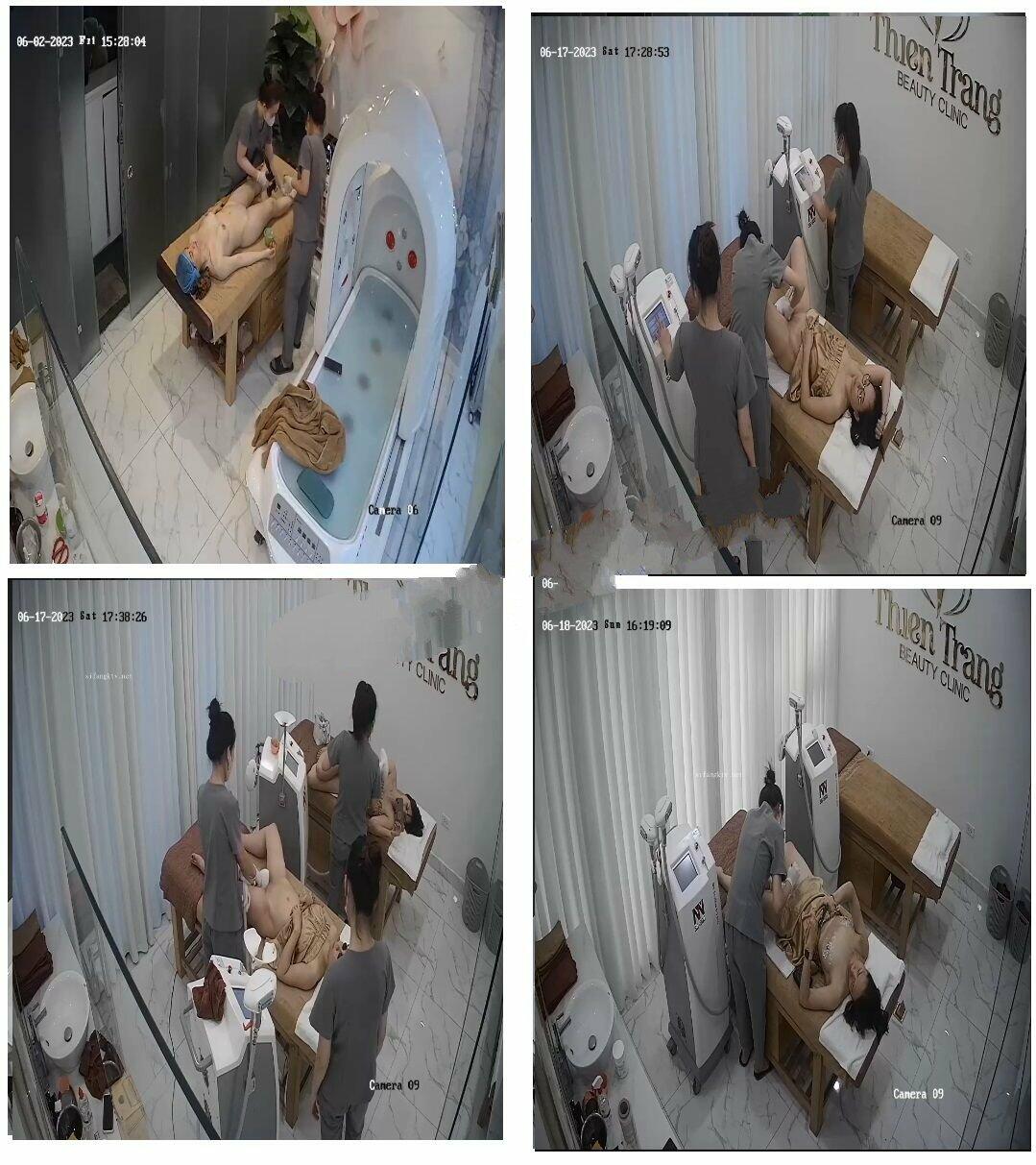 黑客破解高级美容院监控摄像头偷拍❤️几个富姐全身sap推油激光脱毛