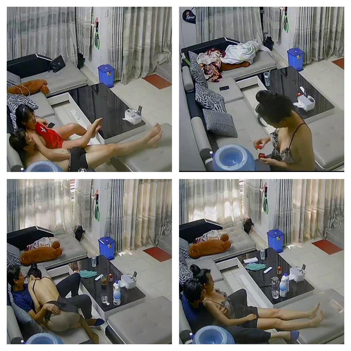黑客 破解家庭网络摄像头偷拍❤️客房看电视奇葩骚媳妇花样玩鸡巴 电动牙刷都用上了