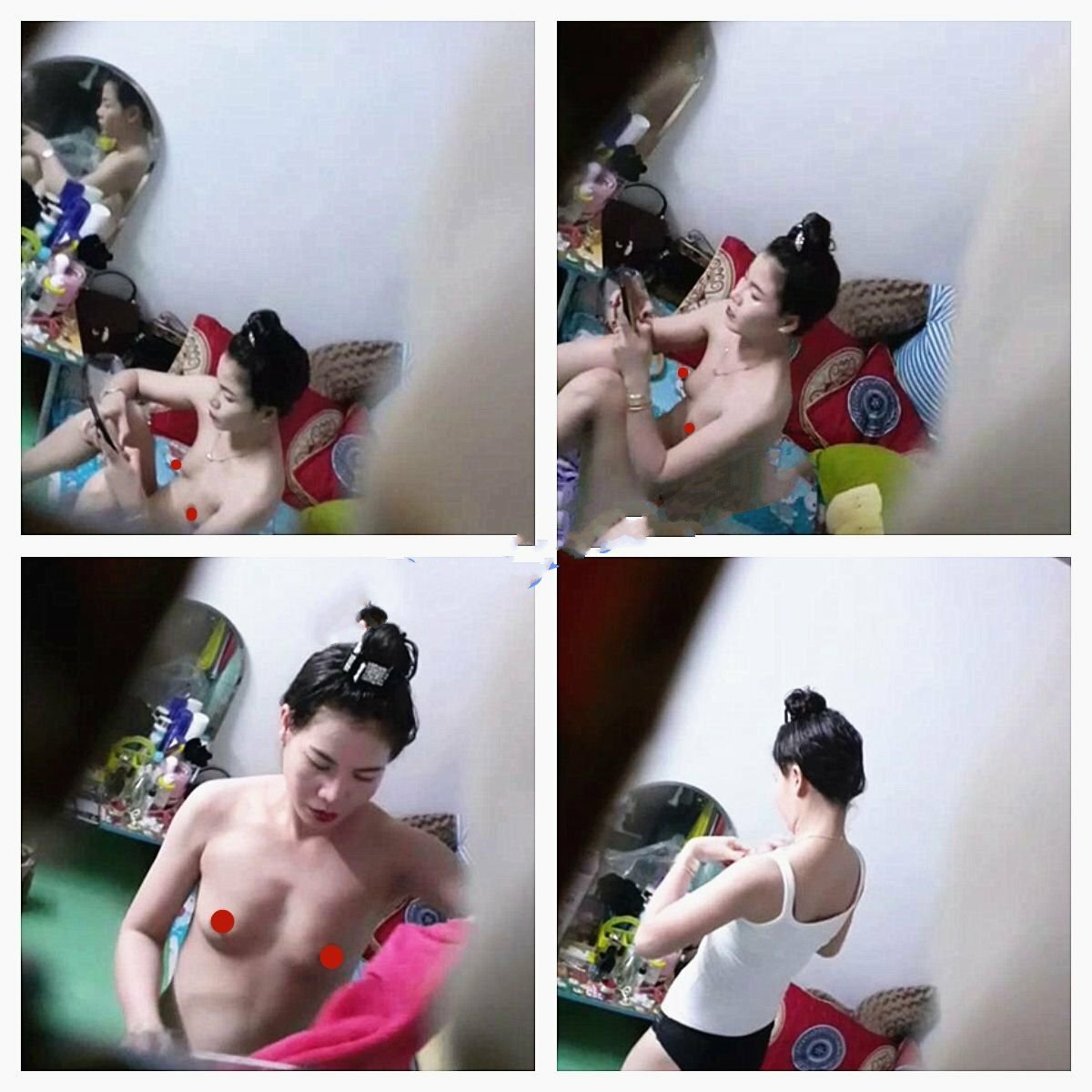 偷拍出租房女邻居❤️屌丝掏洞偷拍附近两个女邻居日常全裸在家 真刺激