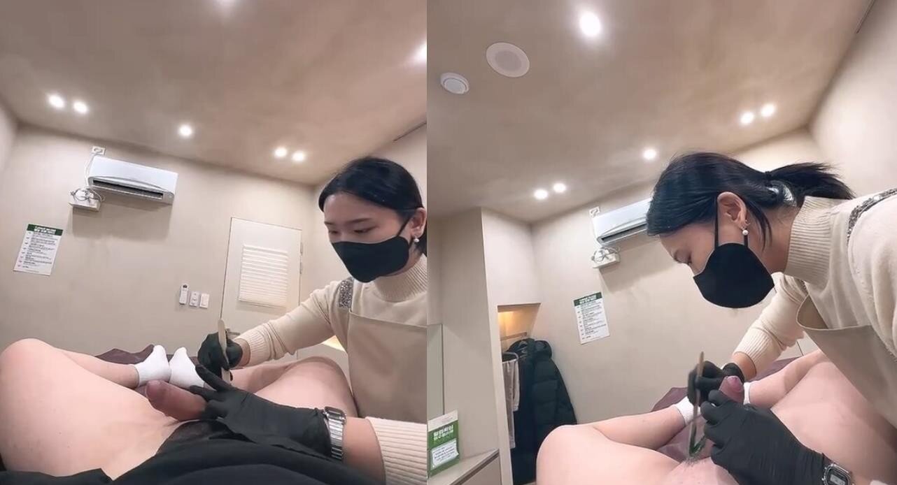 【鸡巴脱毛】探店大神让美女护理师脱毛❤️女神摆弄肉棒用心刮毛，肉棒跳动马眼还溢出淫水5P+11V【140M】