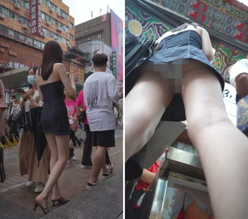 尾随偷拍❤️身高170长腿美女超短牛仔裙..逛街买安全裤被抄底❤️吊带包臀裙长腿美女台阶上斜腿照样被抄底窄内
