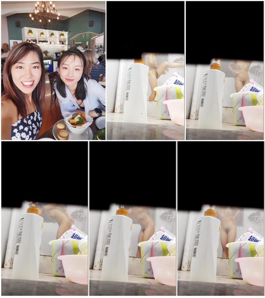 邪恶的房东门缝偷窥美女租客洗澡