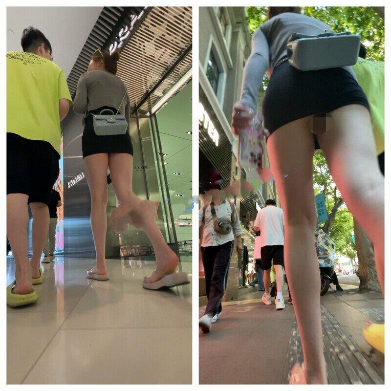 自来眼系列⭐又短又紧包臀裙少妇透明凉拖双腿光滑发亮❤️完美腰臀比例的短发美女网球超短裙丁内