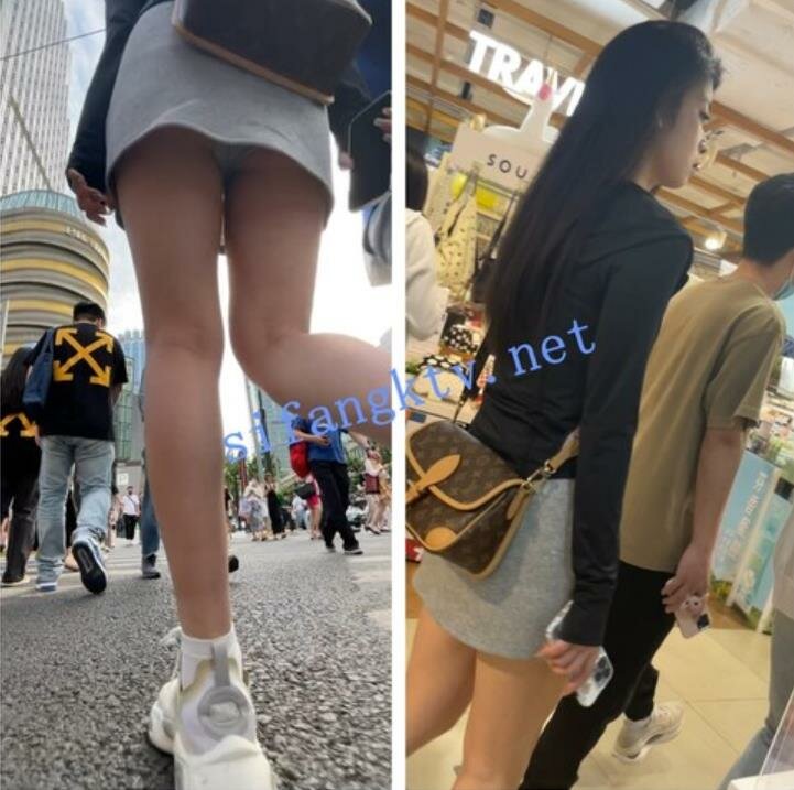 自来眼偷拍系列❤️丸子头元气美女超短牛仔裙露屁股蛋❤️灰色运动短裙气质白富美 美腿笔直匀称