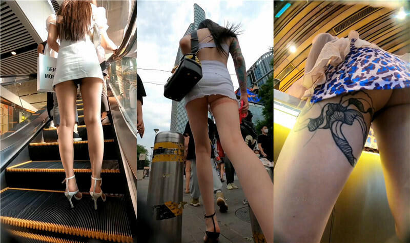 商业街一路跟踪抄底多位漂亮的小姐姐