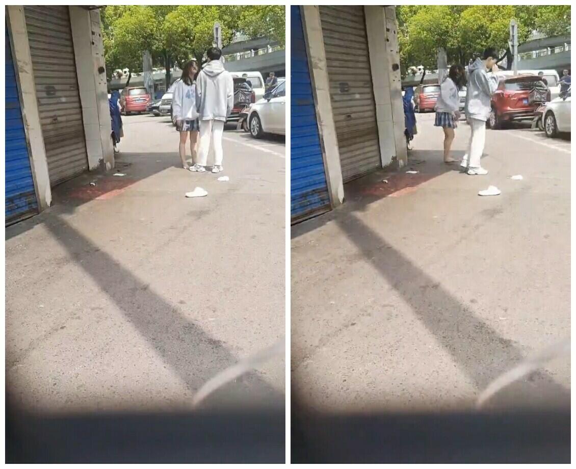 吃瓜-JK妹子得知自己男友出轨自己最好的闺蜜后，在大街上当着男友面大哭大闹,用头撞墙,脱光衣服竭撕底里大叫