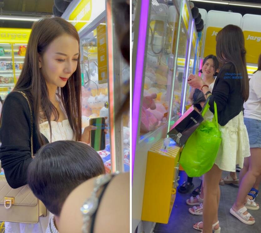 大神偷拍美女裙底风光❤️少妇也来抓娃娃短裙透明蕾丝内内，漏了半个逼 萝莉塔学妹逛街红色内塞在两腿中间拍被发现