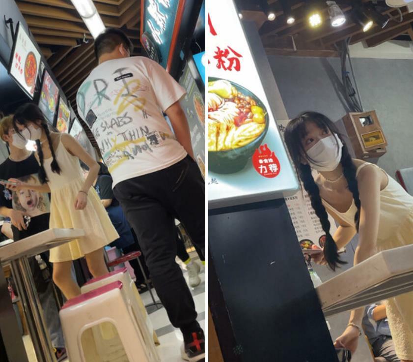 大神偷拍美女裙底❤️SR级！清纯双马尾妹子内裤勒出逼缝白色印花连衣裙极品美腿小姐姐，白色内内漏毛